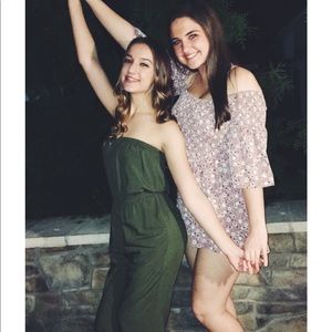 Pink Floral Romper w/ Bell Sleeves